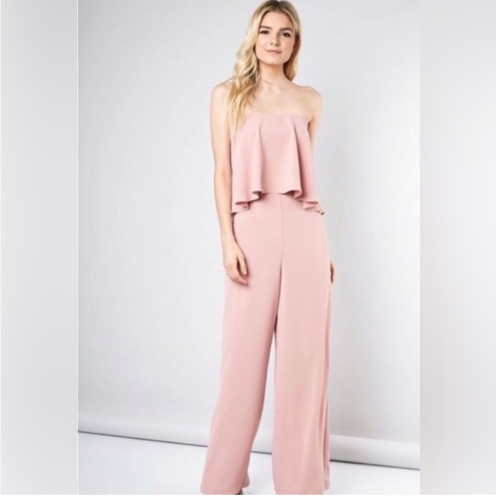 DO+BE Pink Wide Leg Strapless Jumpsuit